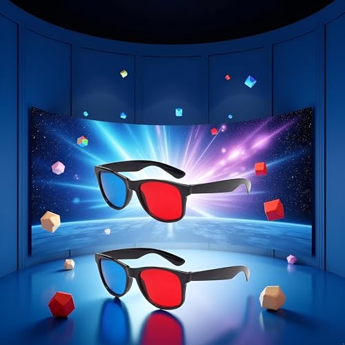 Image of 2Pcs Red and Blue 3D Glasses,3D Viewing Glasses,Universal TV Movie Dimensional Video Frame 3D,DVD Game Glass 3D Style,Televisions and Video Accessories Weightlight Simple Design