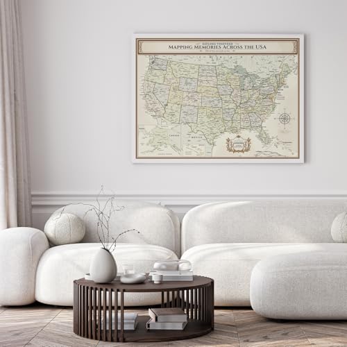 Image of DECORARTS - Oversized Colorful USA Map Art Canvas Wall Art, Extra Large Classic United States Maps for Wall, Gallery Statement, Hand-Stretched Giclee Print, Handcrafted in USA, 40x30''