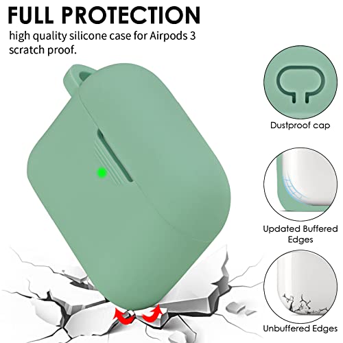 Image of Filoto Silicone Airpod 3rd Generation Case Cover with Bracelet Keychain, Cute Protective Case for Apple Air Pod 3 Wireless Charging Case Women Girl, Cactus Green
