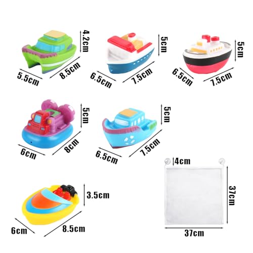 6 Stück Schwimmende Spielzeuge, 1 Stück Spielzeug-Aufbewahrungstasche, Badespielzeugboot, Badespielzeug Für Kinder, Im Wasser Schwimmendes Spielzeugboot, Badebegleiter Für Kinder