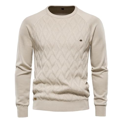 Men Argyle Basic Sweaters Solid Color O-Neck Long Sleeve Knitted Pullover Winter Fashion Warm2