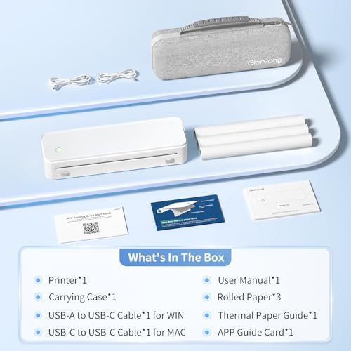Gloryang Inkless Portable Printer for Travel, Wireless Thermal Printer Supports 8.5 x 11 Inch US Letter Size, Includes Bluetooth Machine Carry Bag and 3 Rolls of Thermal Paper Kit, White — view 7