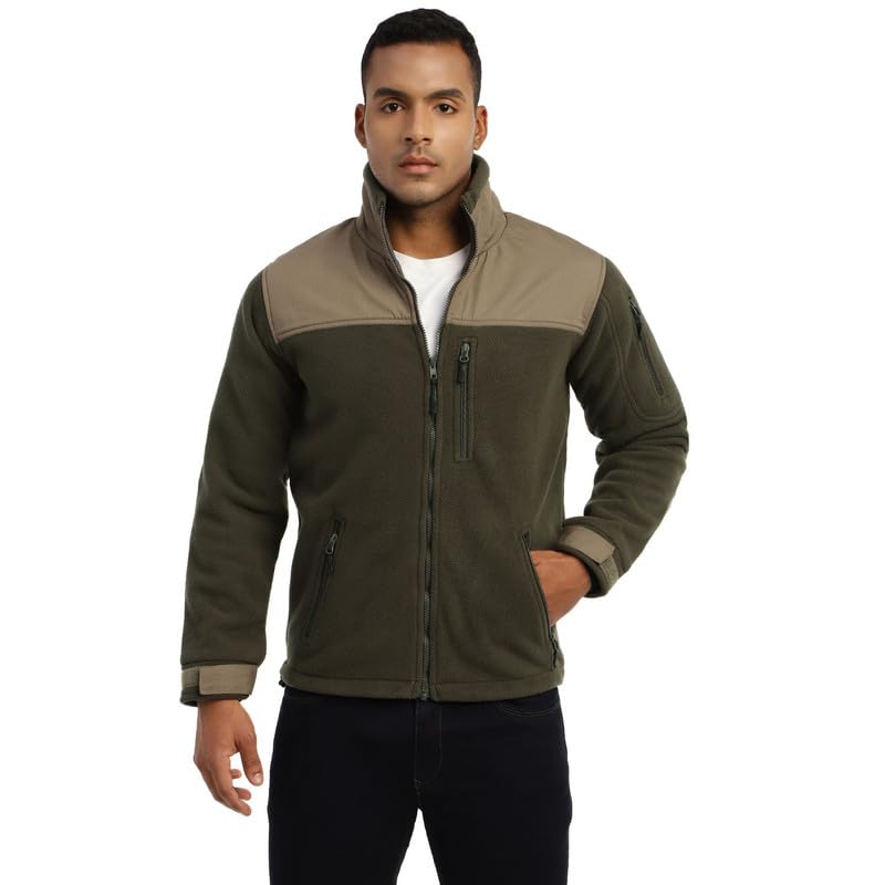 Image of MOUNTMILLER Men's Ripstop Dual Superbond HLKN Fleece Tactical Jacket | Water Repellant | Multi-Pocket | Abrasion-Resistant | Ideal for Outdoor, Hiking & Trekking