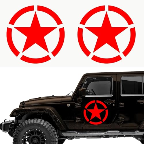 Autodomy Pack 2 Unités Autocollants 4x4 Off Road | Étoiles Militaire US Army Différentes Tailles 10 cm 15 cm 20 cm 25 cm | Stickers pour la Voiture, Moto (Rouge, 10...