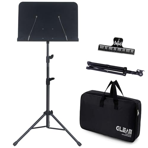 GLEAM Sheet Music Stand Lightweight with Carrying Bag - Iron Panel, Portable for Children Dual Use Desktop Book Stand