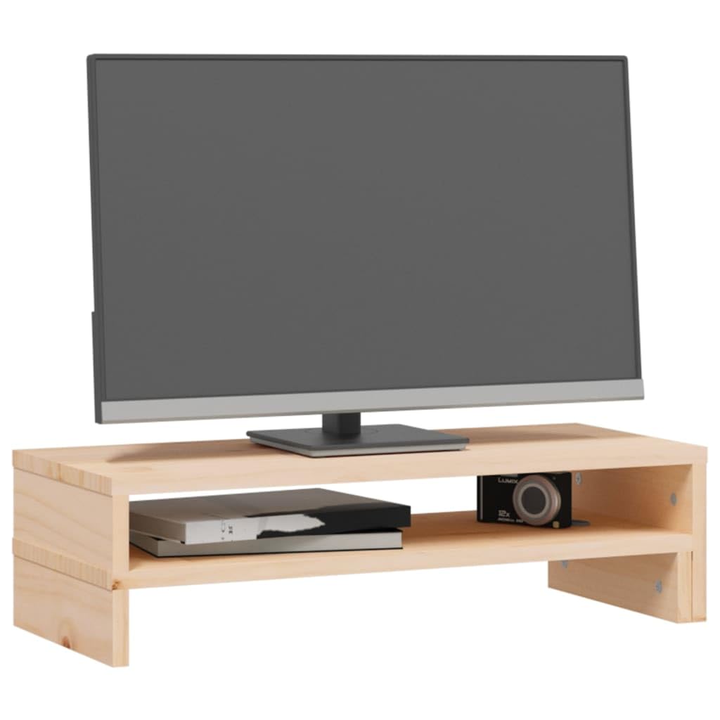Supporto per monitor (52-101) x 22 x 14 cm, in legno massello di pino da scrivania, rialzo per monitor per PC, laptop, computer