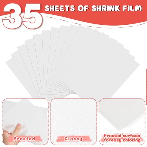 image for OFNMY 35PCS Shrinky Dink Sheets,Shrink Plastic Sheets for Crafts,Shrin