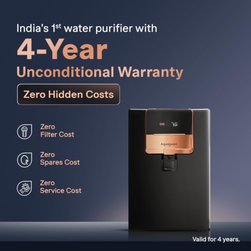 Image of Aquaguard Enrich Ritz Pro RO+UV+Copper+Alkaline Water Purifier | India's 1st 4-Year Warranty | Smart Purifier & TDS Display | Stainless Steel Tank | No AMC Required | Zero Hidden Costs | 12-Stage