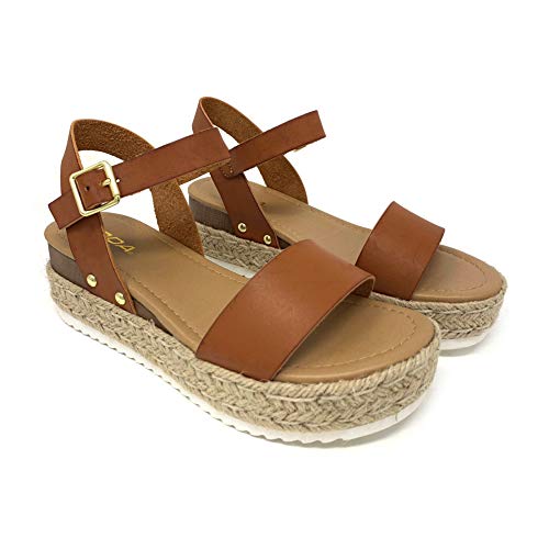 Image of Soda CLIP ~ Women Open Toe Ankle Strap Platform Espadrille Sandal