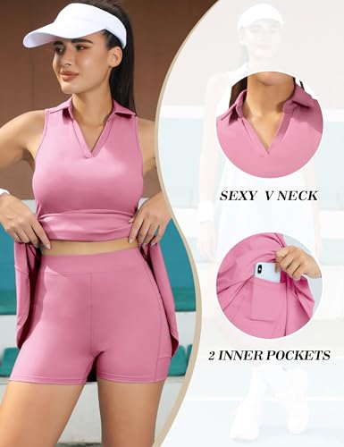 Image of Fengbay Tennis Dress for Women,Golf Dresses with Built in Shorts with 4 Pockets for Sleeveless Athletic Workout Dress