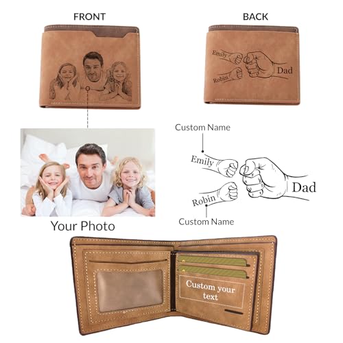 Custom Wallets for Men Leather Wallet for Men,Father's Day Personalized Men's Wallet,Gift for Dad Men's Wallet (Brown style2)4