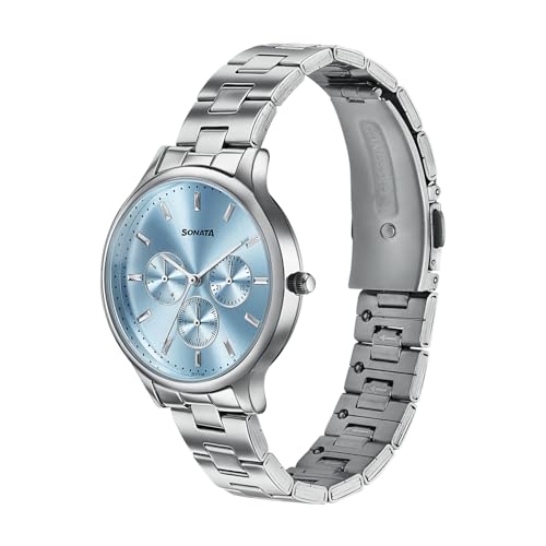 Image of Sonata Axis with Quartz Analog LT Blue Premium Multifunction Design Dial IPS Strap Watch for Women - 87119SM01