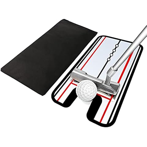 Yeahmart Golf Putting Alignment Mirror Training Aid Trainer Eye Line Practice Your Putting Alignment Tool 12x5.5 inch Cover