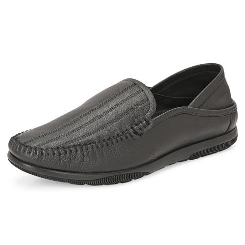 Image of Blue Leather by Centrino Genuine Leather Slip-On Men's Formal Shoe |Stylish with Soft Cushioned Insole |Trendy Non Lace-Up Design |Durable Leather with Anti-Skid Sole | Perfect for Formal Wear (4033)