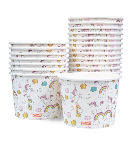 Image of Glad for Kids Unicorns Paper Snack Bowls, Disposable Paper Bowls for-Kids Snacks and Parties, Sturdy Microwave Safe Bowlsfor Everyday Use and Easy Cleanup, 12 Oz, 20 Count (Pack of 2)