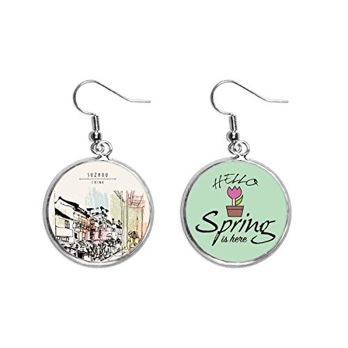 Pendientes de primavera estilo Lijiang China joya colgante decorativa floral