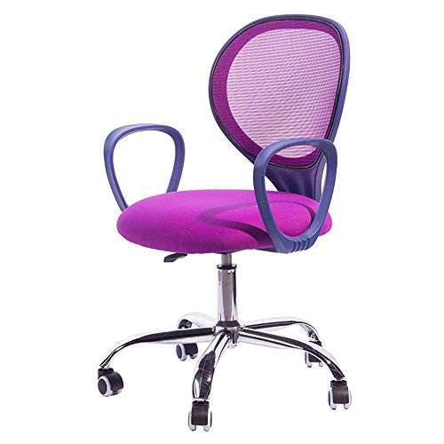 Office Chair Mid Back Mesh Office Chair Ergonomic Swivel Black Mesh Computer Chair Flip Up Arms with Lumbar Support Adjustable Height Task Chair (Color : Black) (Purple)