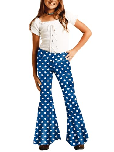Image of Deerose Girls Halloween Hippie Bell Bottom Pants High Waist Flare Pants 5-14 Years