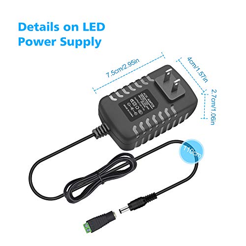 12V Led Strip Power Supply, 2A 24W Power Adapter, 12V Power Supply For Led Strip Lights Security Camera Dvd Player, Ac 100-240V To Dc 12V Transformer, Us Plug (2 Pack) #TOP1