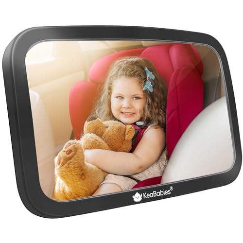 Image of Safety Baby Car Seat Mirror - Wide Shatterproof Backseat Infant Car Mirror for Baby Rear Facing, Crystal Clear View, Travel Accessories, Easy Install & Adjustable for Removable Headrest (Matte Black)