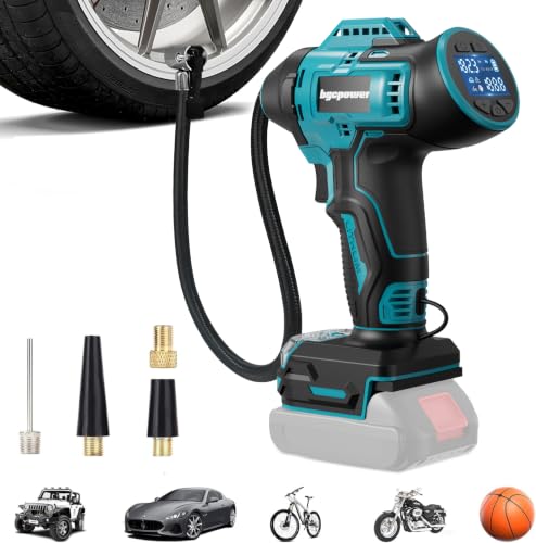Akku Kompressor für Makita 18V Akku 11bar Autoreifen Luftpumpe 160 PSI Tragbare mit Abschalautomatik und Manometer Luftkompressor mit 12V Autostromkabel für Auto Motorrad Fahrrad