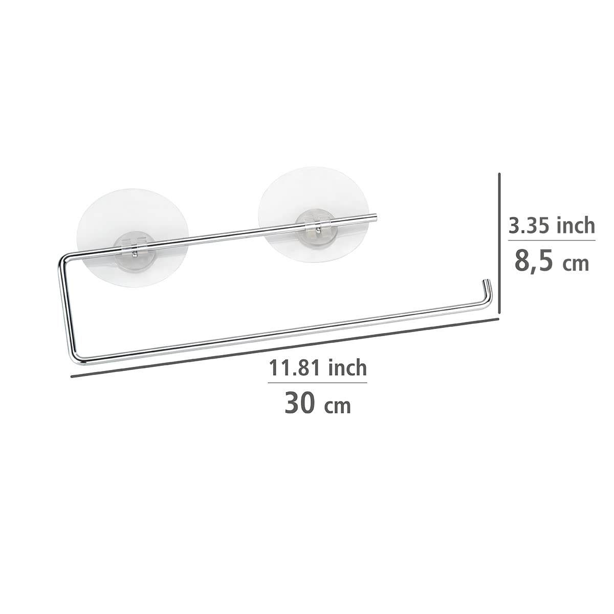 WENKO Static-Loc® uchwyt na ręczniki kuchenne, chrom, chromowany metal, 30 x 8,5 cm, srebrny błyszczący