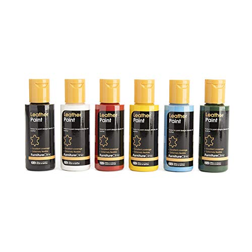 Lederfarbe (6 x 50 ml Set) - Flexible PU-Farbe auf Wasserbasis zum Malen von kreativen Designs auf Leder Cover