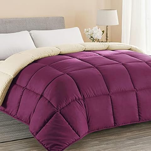 Seward Park Burgundy Wheat Lightweight Duvet Insert Soft Comforter Full Queen Size Down Alternative Fluffy Breathable Cooling Spring All Season Reversible Bed Quilted Cover