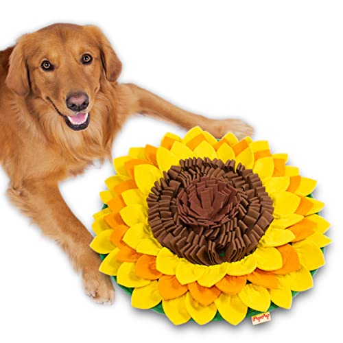 PupPup Sunflower Snuffle Mat - Satisfy Your Dog's Natural Foraging Instinct. Made with Durable Materials. Great Mental Stimulation for Your Dog. Slow Feeder Dog Food Mat. Dog Puzzle Toy.