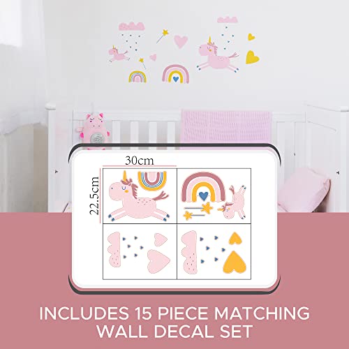 Baby Girl Boy Crib Bedding Sets 5 Pc, Baby Girl Gifts & Baby Shower Gifts, Nursery Decor Includes Baby Girl Blanket, Warm Quilt, 2 Fitted Sheets & Bonus Wall Decal Set, Toddler Bed Set #TOP3