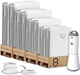 Vacbird Sac Sous Vide Vetement Aspirateur et Pompe à Vide Sans Fil, Lot de 12(4 Grands, 4...