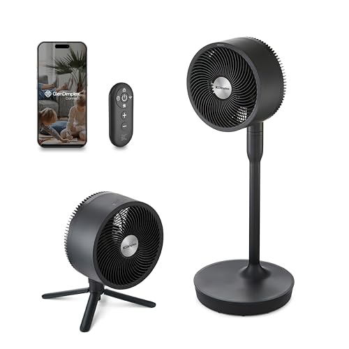 Dimplex DuoCool 2-in-1 Portable Cooling Fan - Cordless Pedestal & Desk Fan, 45H Battery Life, Rechargeable, Quiet 36dB, WiFi Smart App/Voice Control, Indoor/Outdoor, 5 Speeds, Graphite