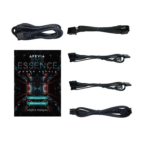 ATX-ES700-WH Essence 700W ATX Fuente de alimentación semimodular para juegos con ventilador negro de 4.724 in controlado térmicamente automáticamente, interruptor de 115/230V, todas las 7