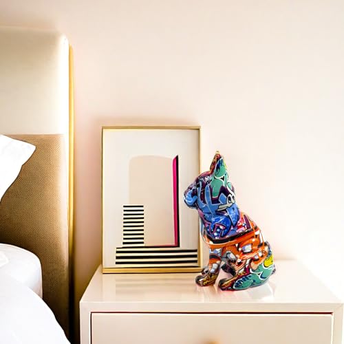 Escultura de bulldog francés colorida en resina 8 pulgadas miniatura 7