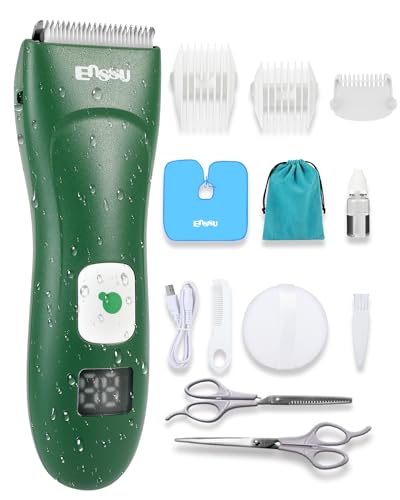 ENSSU Baby Hair Clippers, Cordless Hair Clipper for Kids with LED Display, Baby Hair Cutting Kit with Skin-Safe Blade, Waterproof Hair Trimmer for Children/Toddler, Rechargeable& an Hour Quick Charger