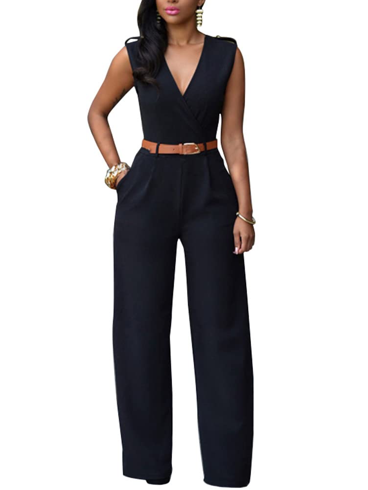seiveini Mono con Pantalones Largos Mujer Monos de Ceremonia para Mujer Elegante Formal Mono de Fiesta con Cinturón Chic Mono Pantalones Verano