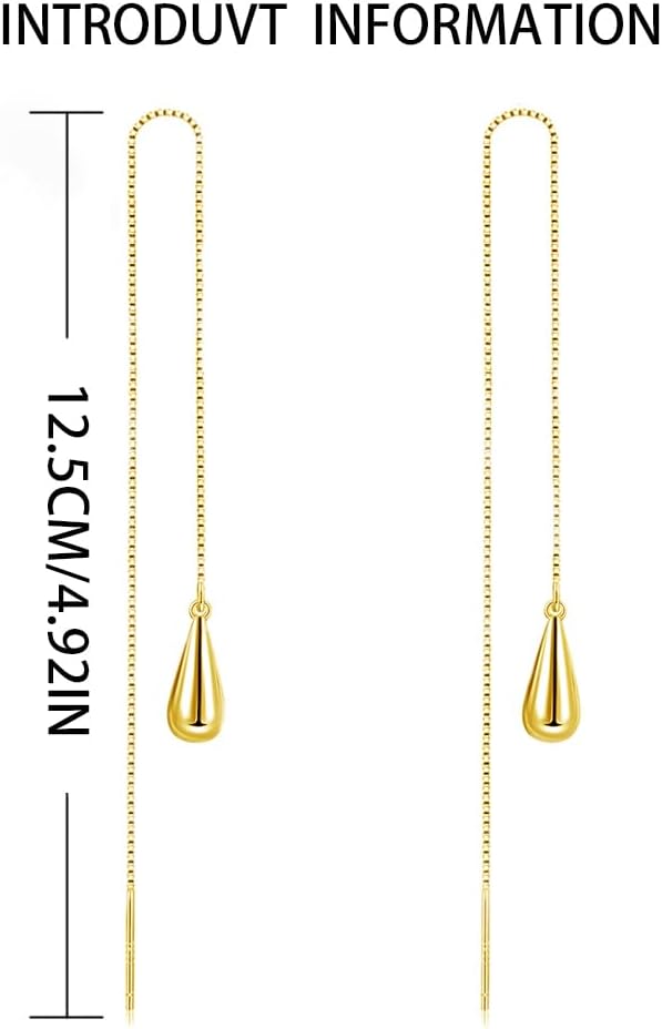 Kokoma Teardrop Threader Earrings for Women 925 Sterling Silver Minimalist Waterdrop Long Tassel Chain Dangling Drop Earrings Hypoallergenic Ear Jewelry Gift - Image 6