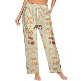 Ysidec Cute Dogs Shiba Inu Women Lounge Pants Comfy Pajama Bottom Drawstring Sleepwear Long Pajamas Pants L