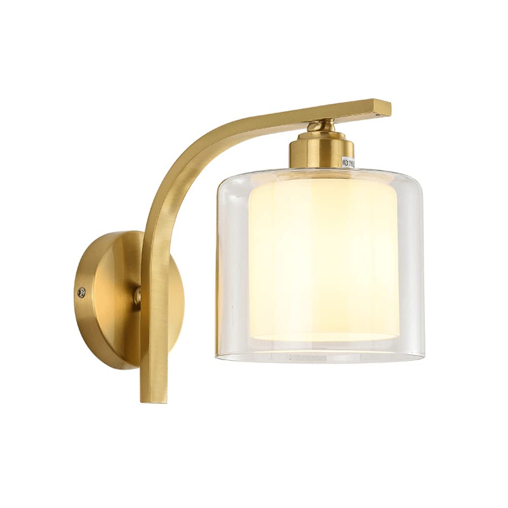 FYZDLAOR Double Glass Wall Sconce,Brass Wall Sconces Lighting for Hotel,Bedside,Restaurant,Living Room Bedroom and Hallway Wall Sconce Lighting(E27)