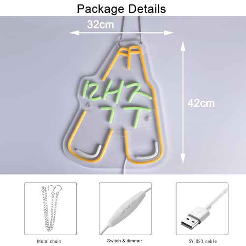 Image of Korean Beer Neon Sign,USB Powered Dimmable Wall Decor LED Light | Neon Lights Wall Art Decoration for Korean Bar Club Bistro Restaurant Man Cave Party Birthday Gift Home Decor 16.5 inch x 12.6 inch