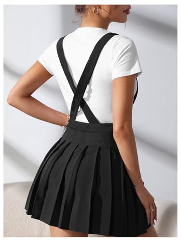 Women's Pleated A Line Mini Overall Skirt High Waisted Summer Suspender Skirts3
