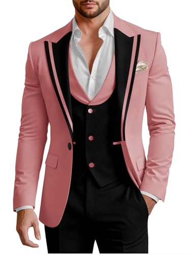 Mens Black Tuxedo 3 Piece Men Wedding Suit for Men Slim Fit Prom Tux Homecoing Suits Vest & Pants Sets with Bow Tie