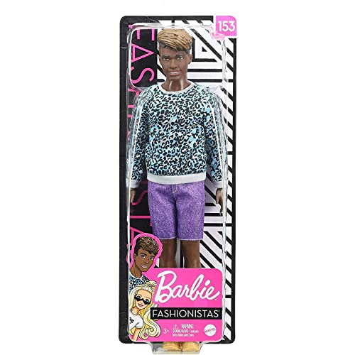 Muñeco Barbie Ken Fashionistas con ropa animal print azul miniatura 3