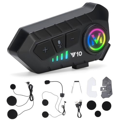 HISUEKIG 5.3 Motorbike Helmet Bluetooth Headset, Intercom Motorcycle...