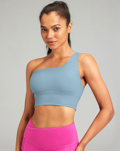 Image of Queenie Ke Womens One Shoulder Sports Bra Left Side Strap Yoga Bras Gym Training Workout Crop Tops