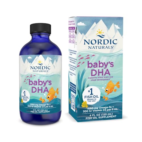 Nordic Naturals Baby’s DHA, Unflavored - 4 oz - 1050 mg Omega-3 + 300 IU Vitamin D3 - Supports Brain, Vision & Nervous System Development in Babies...