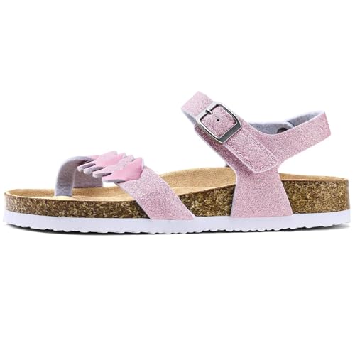 Image of Torotto Girls Boys Sandals with Cork Footbed Adjustable Buckle Summer Slides Flip Flops Open Toes Flat for Kids Toddler