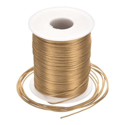 Rebower Nylon Satin Cord 1.5mm, 109 Yard Nylon String for Bracelet Braided Thread [for Jewelry Making Necklace Chinese Knot Craft] - Khaki