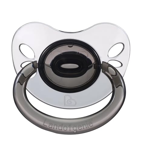 Image of Landofgenie Large Shield Adult Size Pacifiers Butterfly Shape Transparent Design Pacifier Black