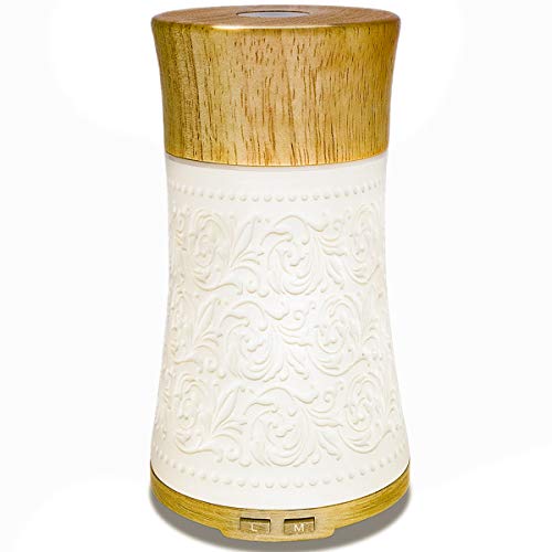 Essential Oil Diffuser Wooden Lid Aromatherapy Ultrasonic Cool Mist Aroma, Whisper Quiet Humidifier with Waterless Auto Shut-Off Protection for Home SPA 120ml (Lady Tower)